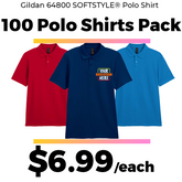 100 Gildan SoftStyle® 64800 Double Piqué Polo
