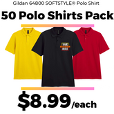 50 Gildan SoftStyle® 64800 Double Piqué Polo