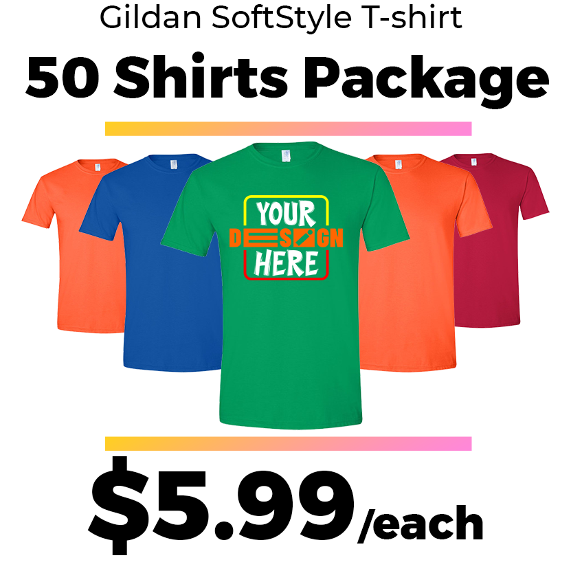 50 Gildan SoftStyle® T-shirts Package Deal